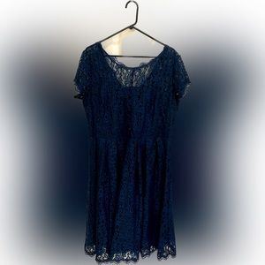 Womens Navy Sheer Overlay Dress